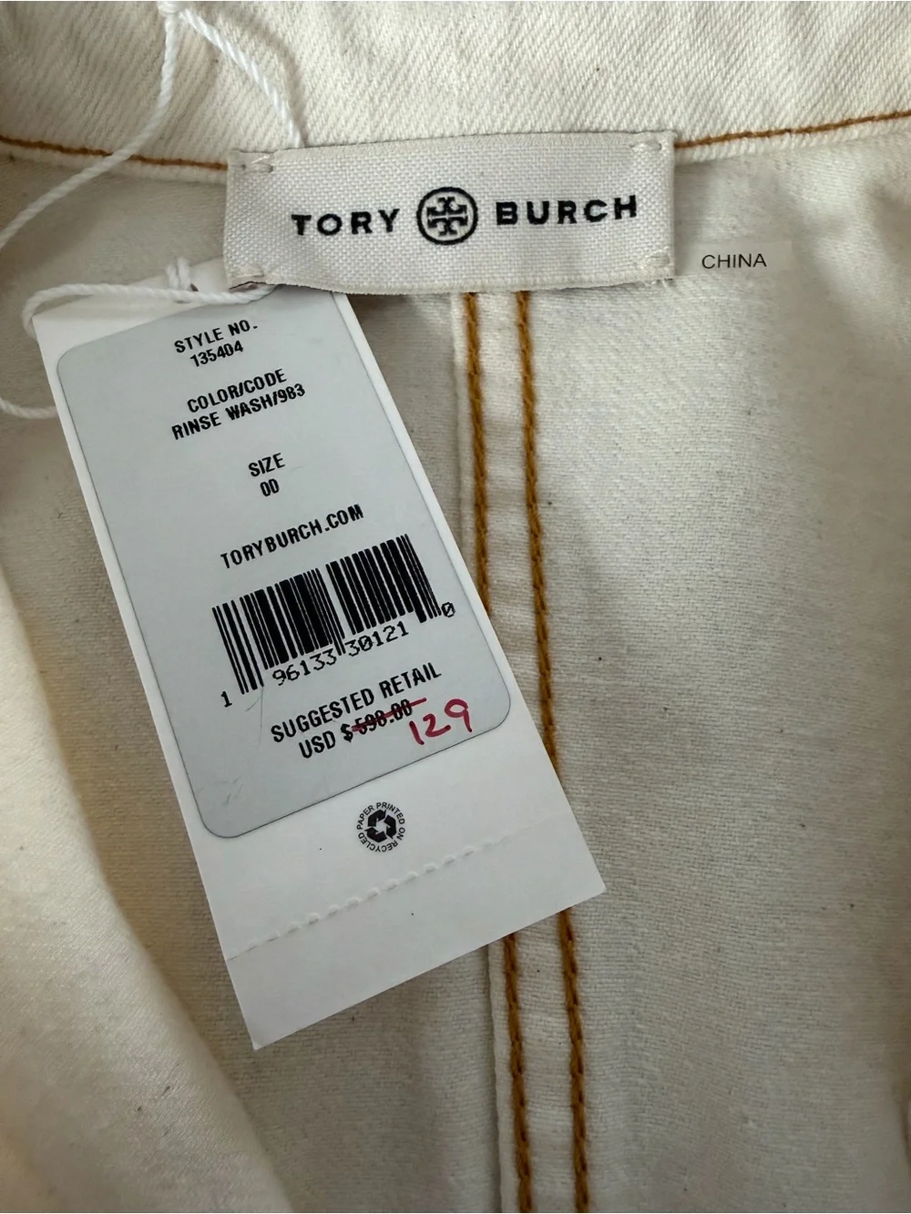 TORY BURCH Denim Shirt Dress in Ecru